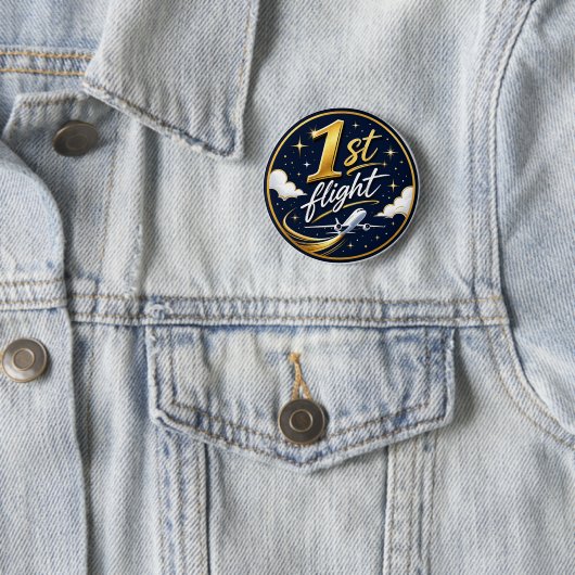 Badge Rond 5 Cm 1er vol avion (En situation)
