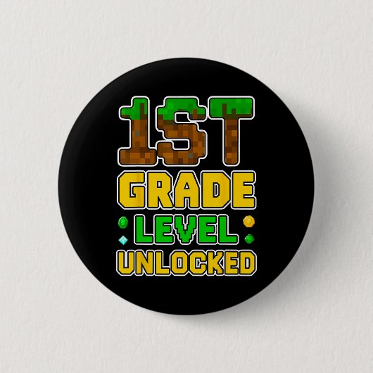Badge Rond 5 Cm 1ère classe Jeu vidéo déverrouillé Pixel Ck To S (Devant)