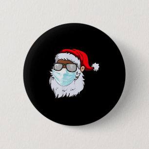 Badge Rond 5 Cm 2020 Père Noël avec masque facial noir afro-améric