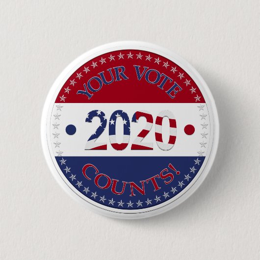 Badge Rond 5 Cm 2020 Votre Vote Compte (Devant)