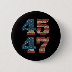 Badge Rond 5 Cm 2024 45 47 Vintage American Flag Retro 4547 Trump