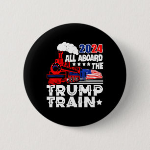 Badge Rond 5 Cm 2024 À Bord Du Trump Train Usa American Flag