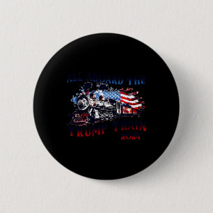 Badge Rond 5 Cm 2024 À Bord Du Trump Train Usa American Flag
