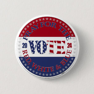 Badge Rond 5 Cm 2024 Priez Pour Le Drapeau Rouge, Bleu Blanc USA V