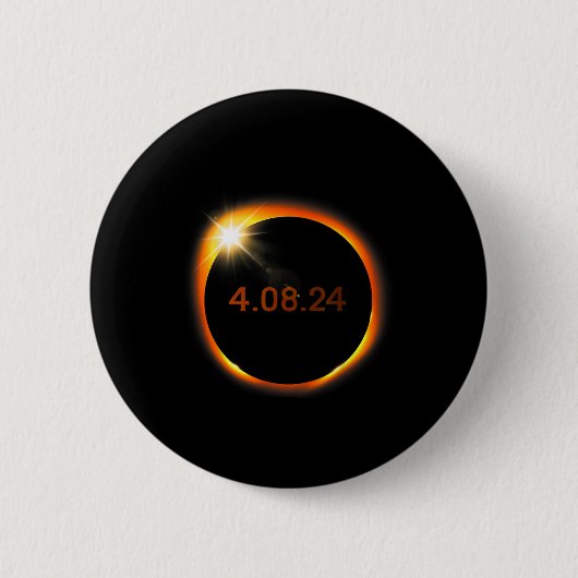 Badge Rond 5 Cm 2024 Solar Eclipse Américain Totality Spring 4.08. (Devant)