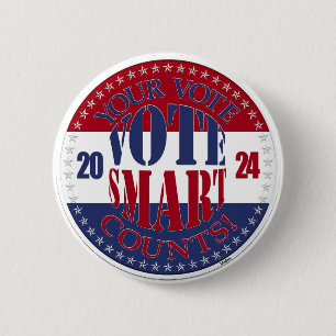 Badge Rond 5 Cm 2024 Votre vote compte voter Smart