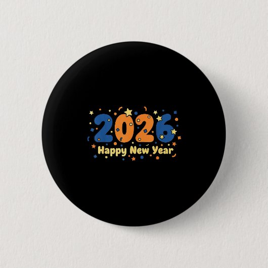 Badge Rond 5 Cm 2026 Happy New Year Fireworks Celebration  (Devant)
