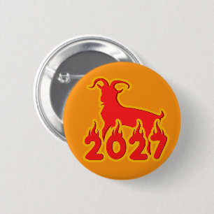 Badge Rond 5 Cm 2027 Année de la Chèvre de Feu