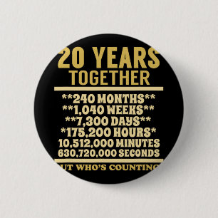 Badge Rond 5 Cm 20 Anniversaire T Chemise 20e Mariage Coup cadeau