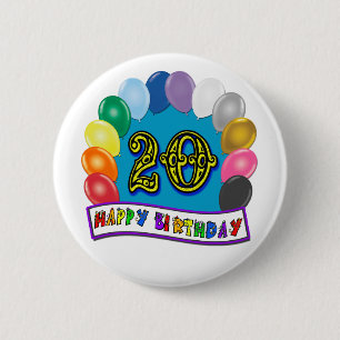 Badge Rond 5 Cm 20ème Cadeaux d'anniversaire avec la conception