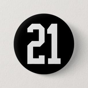 Badge Rond 5 Cm #21 Blanc Numéro 21 Style Ventilateur Sport Hallow