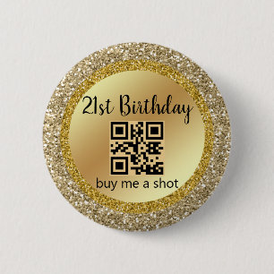 Badge Rond 5 Cm 21e anniversaire, achetez-moi une photo, code qr,