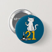 Badge Rond 5 Cm 21e anniversaire fête du chat 21 ans 21 ans 201e (Devant & derrière)