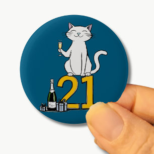 Badge Rond 5 Cm 21e anniversaire fête du chat 21 ans 21 ans 201e