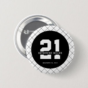 Badge Rond 5 Cm 21e anniversaire personnalisé Moderne et élégant