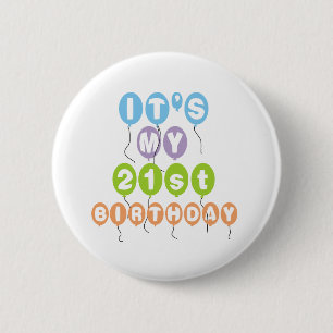 Badge Rond 5 Cm 21ème anniversaire de ballons
