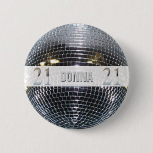 Badge Rond 5 Cm 21ème Argent numéro 21 d'anniversaire