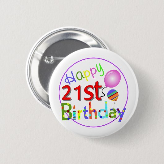 Badge Rond 5 Cm 21èmes salutations d'anniversaire (Devant & derrière)