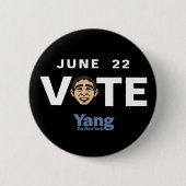 Badge Rond 5 Cm 22 juin Vote Yang Maire NYC (Devant)