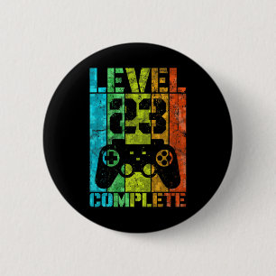 Badge Rond 5 Cm 23e anniversaire Homme Gamer plein niveau 23