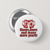 Badge Rond 5 Cm 24 conceptions d'anniversaire de bières (Devant & derrière)