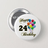 Badge Rond 5 Cm 24èmes cadeaux d'anniversaire heureux avec des (Devant & derrière)
