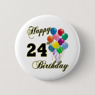 Badge Rond 5 Cm 24èmes cadeaux d'anniversaire heureux avec des