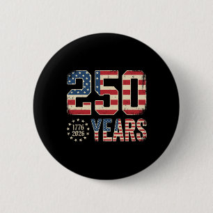 Badge Rond 5 Cm 250 Ans 1776-2026 Drapeau Patriotique Américain 25