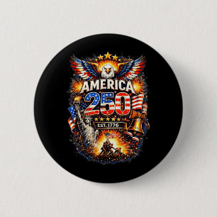 Badge Rond 5 Cm 250 ans américain 1776 2026 250e anniversaire État
