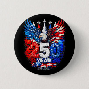 Badge Rond 5 Cm 250 Ans Américain 1776 2026 250e USA Patriotique