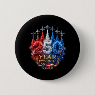 Badge Rond 5 Cm 250 Ans Américain 250e USA Patriotique 4 juillet