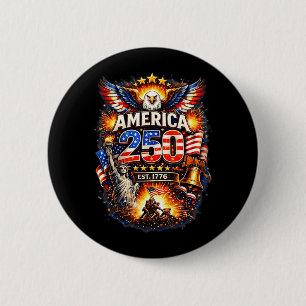 Badge Rond 5 Cm 250 ans d'Amérique 1776 2026 250e anniversaire USA