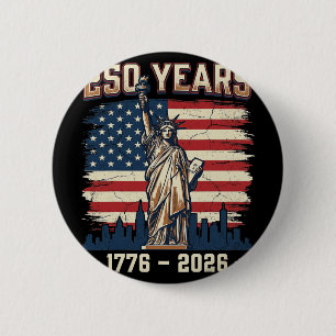 Badge Rond 5 Cm 250 Ans d'Amérique Anniversaire 250e Indépendance