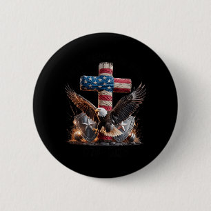 Badge Rond 5 Cm 250 Ans de Liberté avec Croix 1776-2026 USA