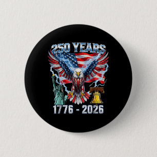 Badge Rond 5 Cm 250 Ans Drapeau américain 250e anniversaire USA 4e