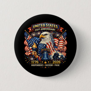 Badge Rond 5 Cm 250e anniversaire États-Unis 1776–2026 Patrimoine 