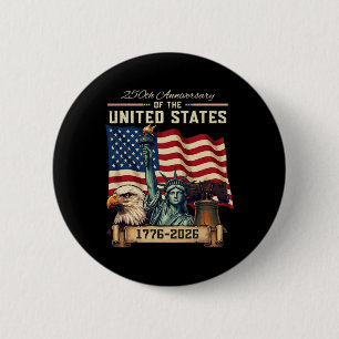 Badge Rond 5 Cm 250e anniversaire États-Unis 250e Drapeau américai