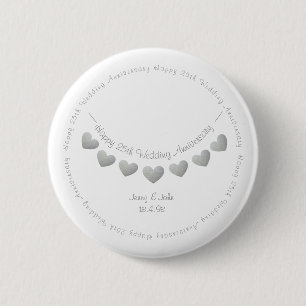 Badge Rond 5 Cm 25e anniversaire du Mariage Silver