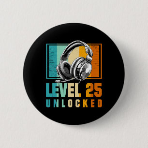 Badge Rond 5 Cm 25e Anniversaire Joueur Vidéo Garçon Niveau 25 Dév