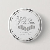 Badge Rond 5 Cm 25ème Anniversaire de noces d'argent simple (Devant)