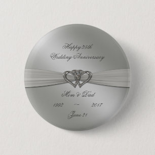 Badge Rond 5 Cm 25ème bouton d'anniversaire de mariage d'argent