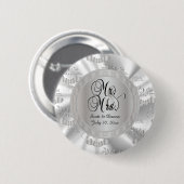 Badge Rond 5 Cm 25th Satin Wedding Anniversary (Devant & derrière)