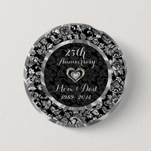 Badge Rond 5 Cm 25th Wedding Anniversary (Devant)