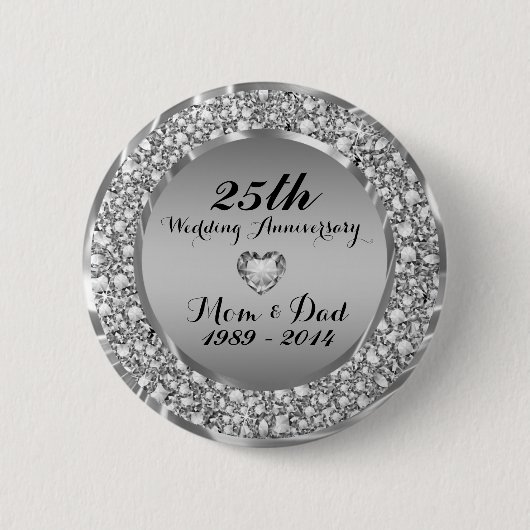 Badge Rond 5 Cm 25th Wedding Anniversary 2 (Devant)