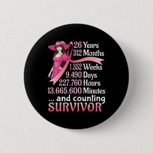 Badge Rond 5 Cm 26 Ans 312 Mois Et Comptage Cancer Du Sein Sur