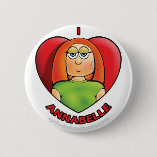Badge Rond 5 Cm 2,25" bouton d'Annabelle de coeur d'I