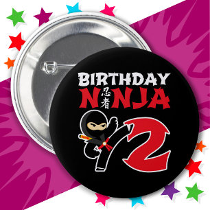 Badge Rond 5 Cm 2 ans Karate Ninja Party Enfants 2e anniversaire