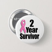 Badge Rond 5 Cm 2 ans Survivant du cancer du sein (Devant & derrière)