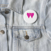 Badge Rond 5 Cm 2 Coeurs ensemble Amour RB Modèle (En situation)