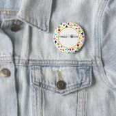Badge Rond 5 Cm 2 heureux soient moi (En situation)